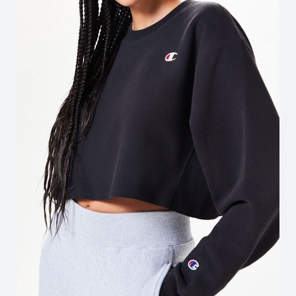 Champion Tops - Champion Black Cropped Boxy Sweatshirt